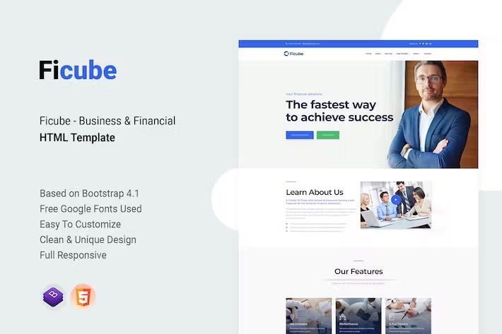 Product preview supplied for Ficube - Business & Financial HTML Template