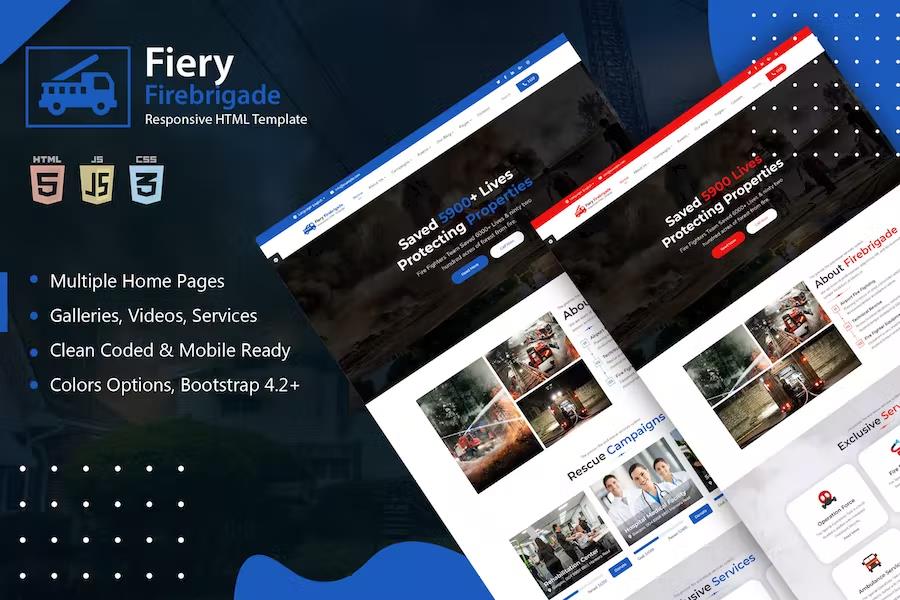 Fiery - Fire Brigade Responsive HTML Template product preview