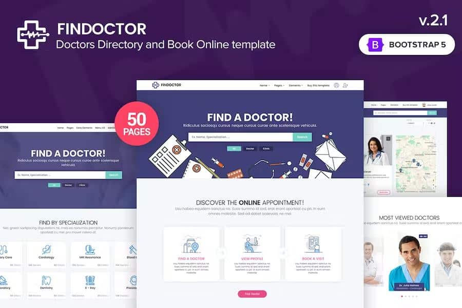 Findoctor - Doctors directory and Book Online template
