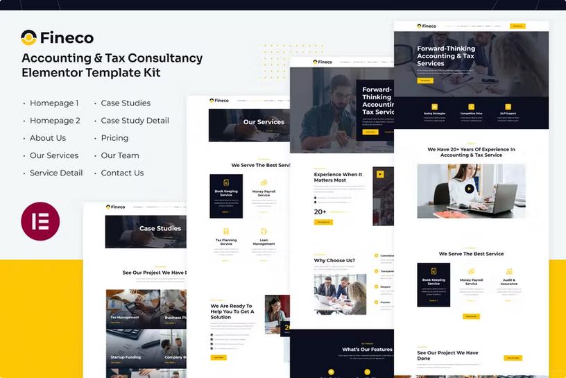 Fineco | Accounting & Tax Consultancy Services Elementor Template Kit product preview