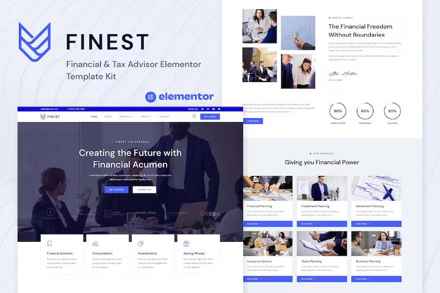 Finest - Financial & Tax Advisor Elementor Template Kit listing image