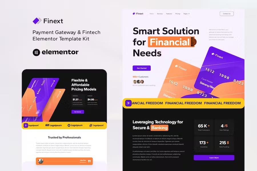 Product preview supplied for Finext - Payment Gateway & Fintech Elementor Template Kit
