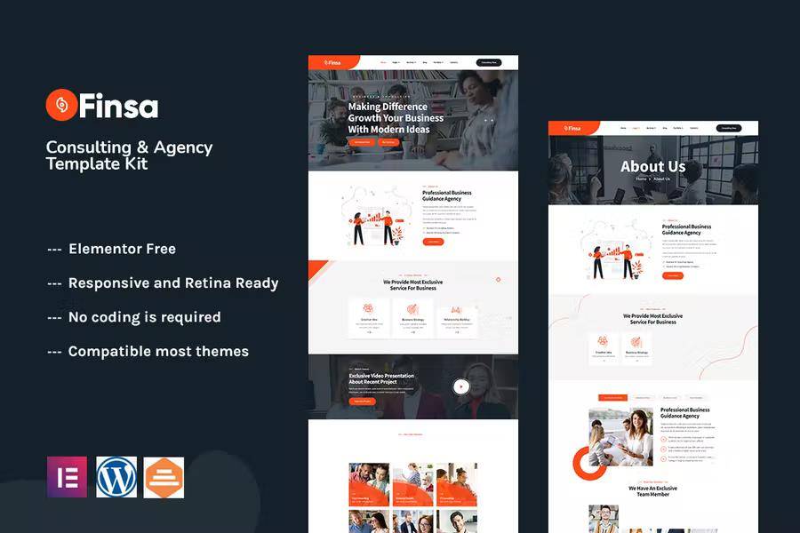 Product preview supplied for Finsa - Consulting & Agency Elementor Template Kit