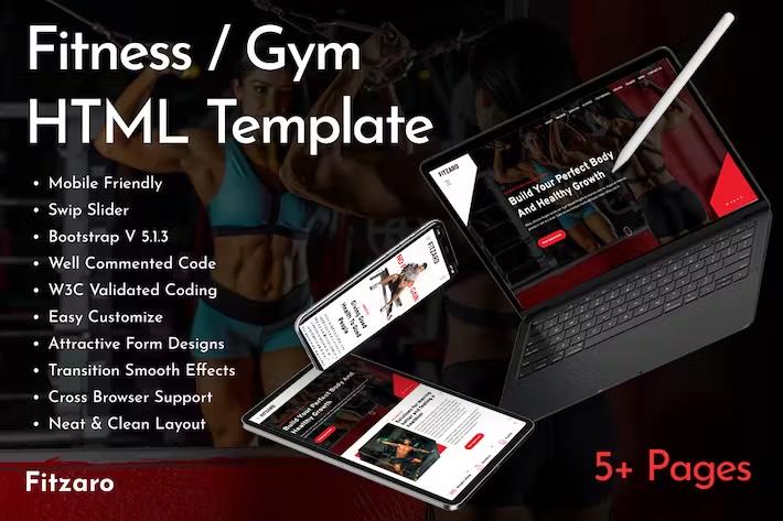Product preview supplied for Fitzaro - Gym & Fitness HTML Template