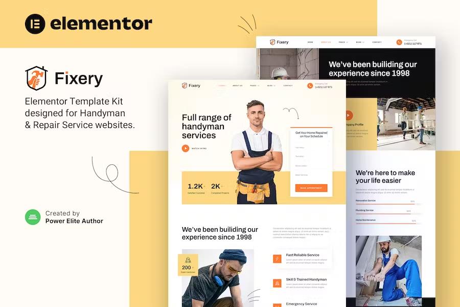 Preview image for Fixery – Handyman & Repair Services Elementor Template Kit