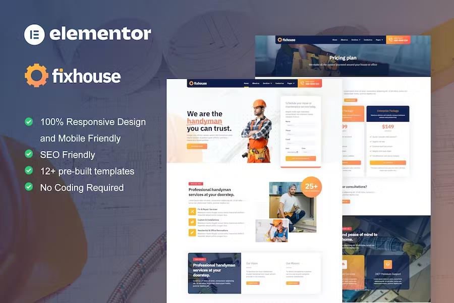 Preview image for FixHouse - Handyman & Repair Service Elementor Template Kit