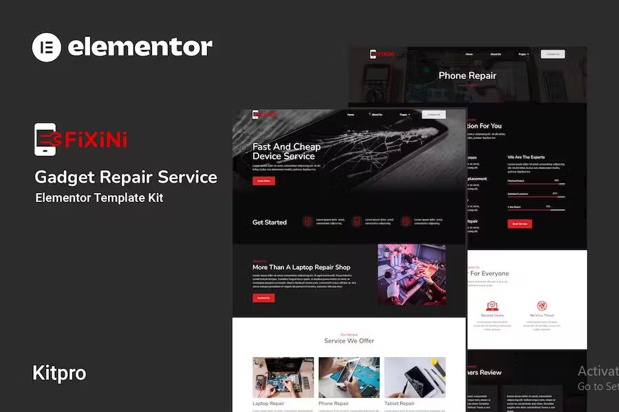 Fixini - Gadget Repair Service Elementor Template Kit product preview