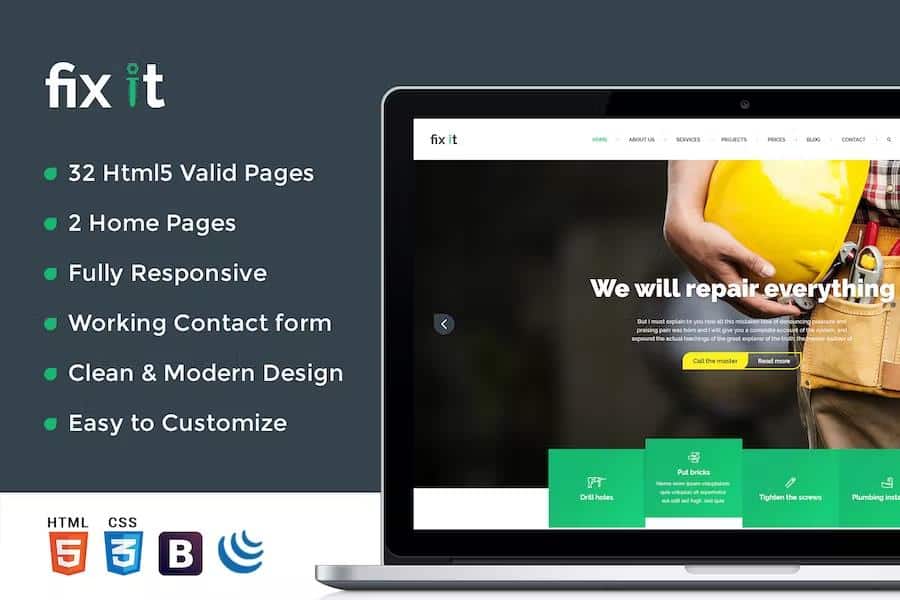Fixit - Construction HTML Template