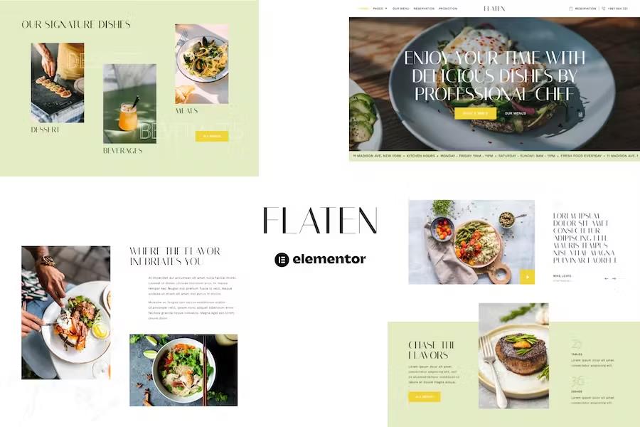 Flaten - Restaurant & Catering Services Elementor Template Kit product preview