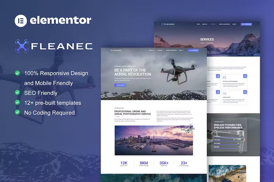 Fleanec - Aerial Photography & Videography Elementor Template Kit listing image