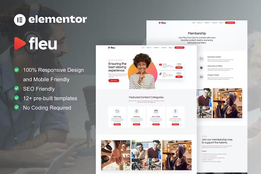 Preview image for Fleu - Creative Content Creators Elementor Template Kit