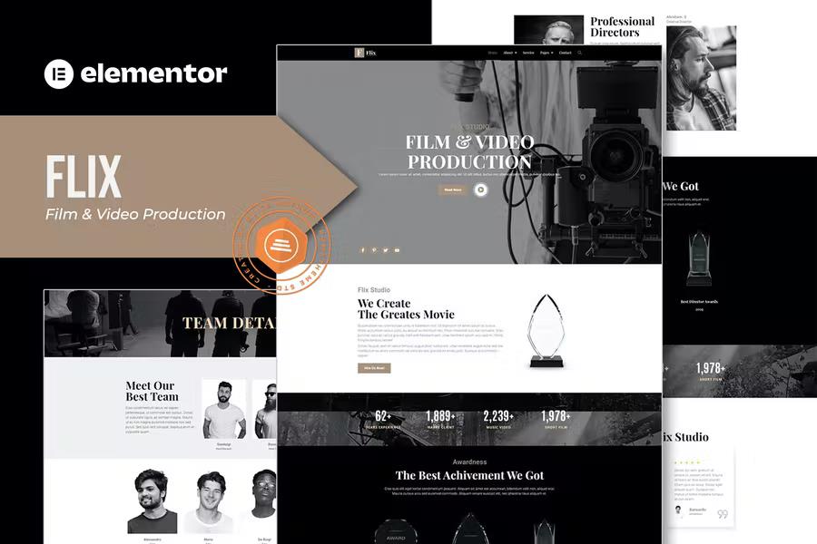 Flix - Film & Video Production Elementor Template Kit listing image
