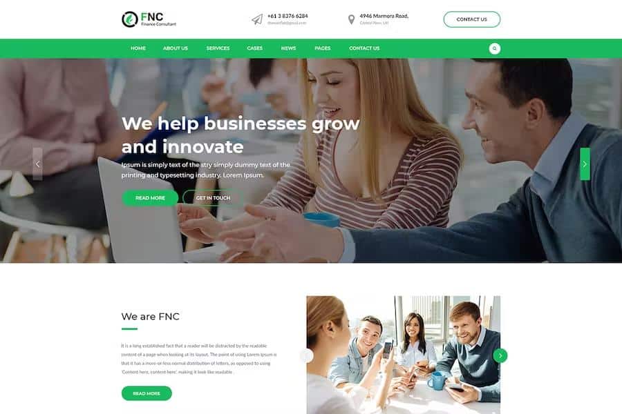 FNC - Finance & Consulting, Accounting PSD Template