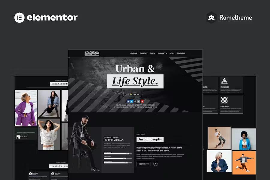 FOCCUS - Photography Community Elementor Pro Full Site Template Kit listing image