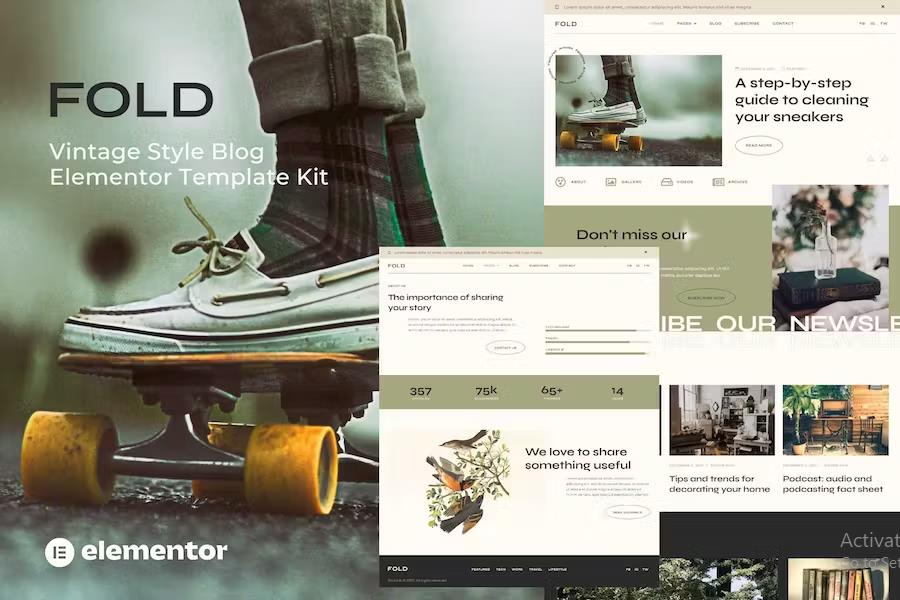 Preview image for Fold - Vintage Style Blog Elementor Template Kit