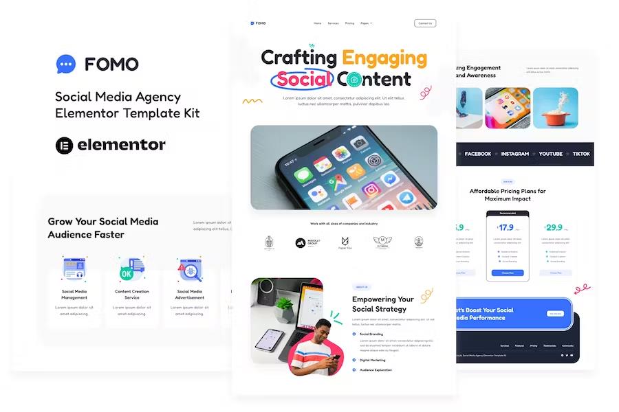 Preview image for FOMO - Social Media Marketing Agency Elementor Template Kit