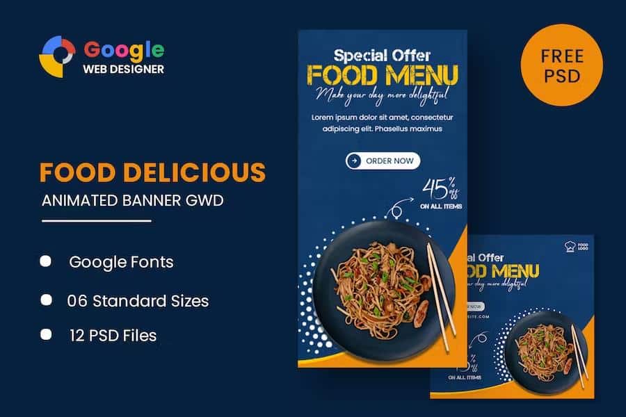 Food Menu Animated Banner GWD