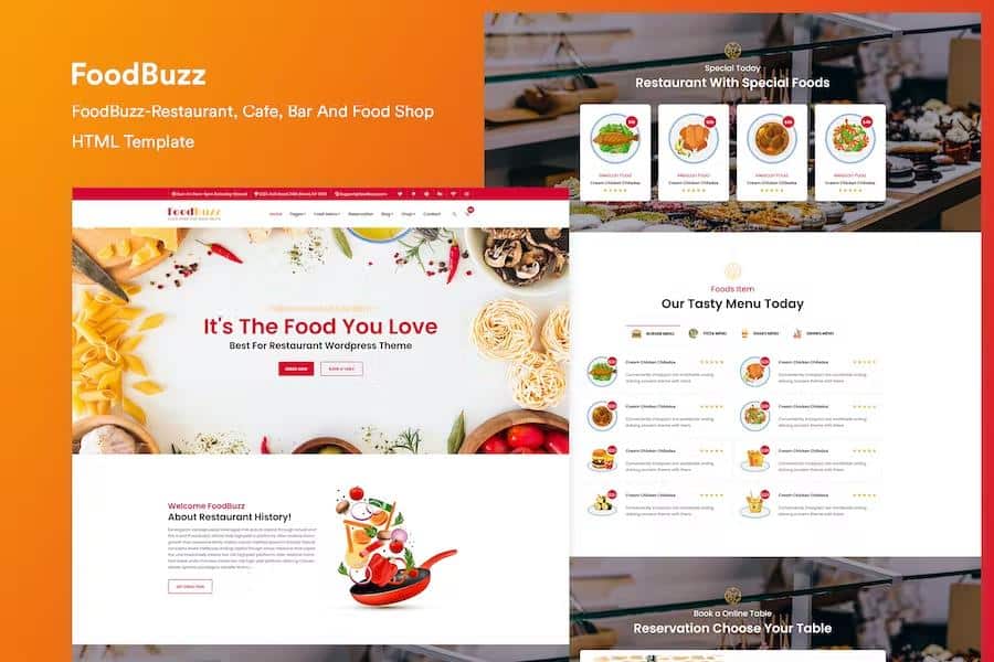 FoodBuzz-Restaurant, Cafe, Bar and Food shop HTML Template