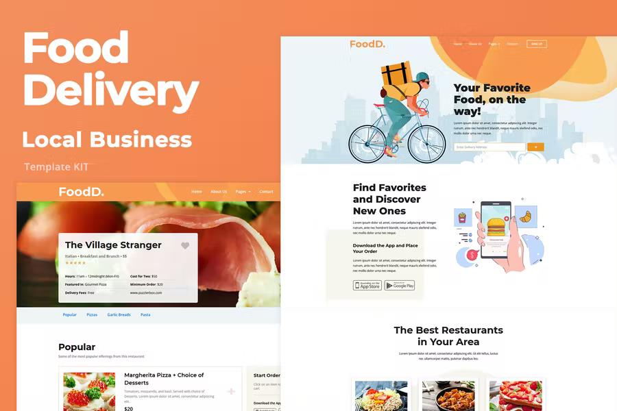 Product preview supplied for FoodDelivery - Local Business Elementor Template Kit