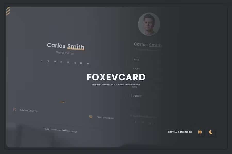 Foxevcard - Premium Resume  CV Html Template