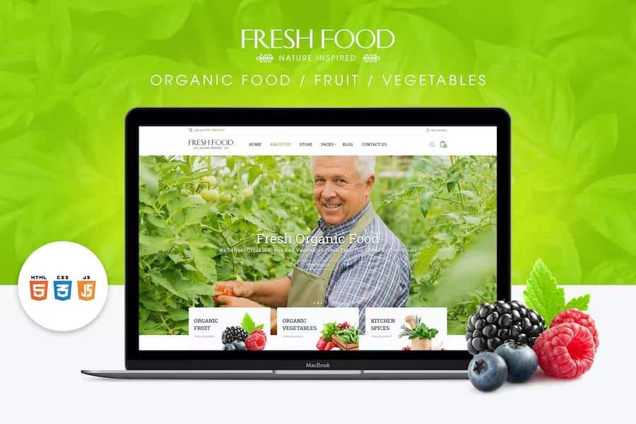 Fresh Food - Organic Food Fruit Vegetables eCommerce HTML Template
