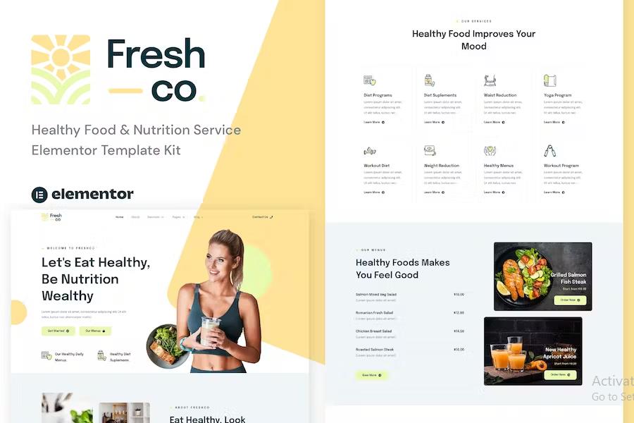 Preview image for Freshco - Healthy Food & Nutrition Service Elementor Template Kit