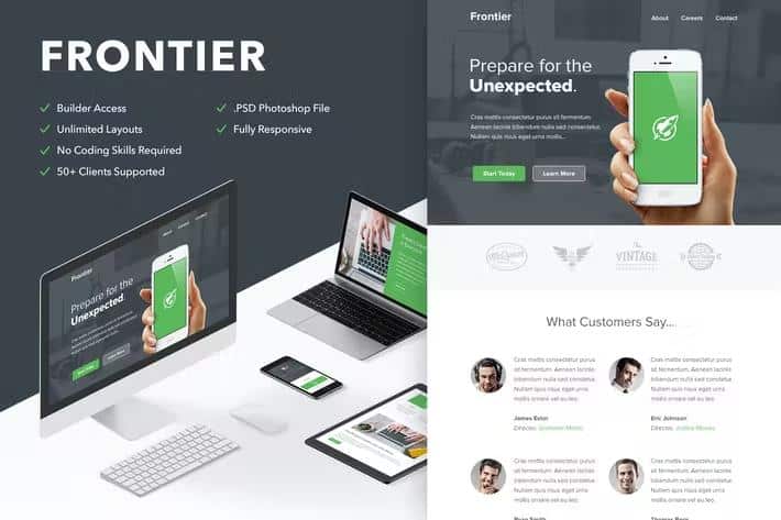 Preview image for Frontier + 10 Notify Templates & Themebuilder