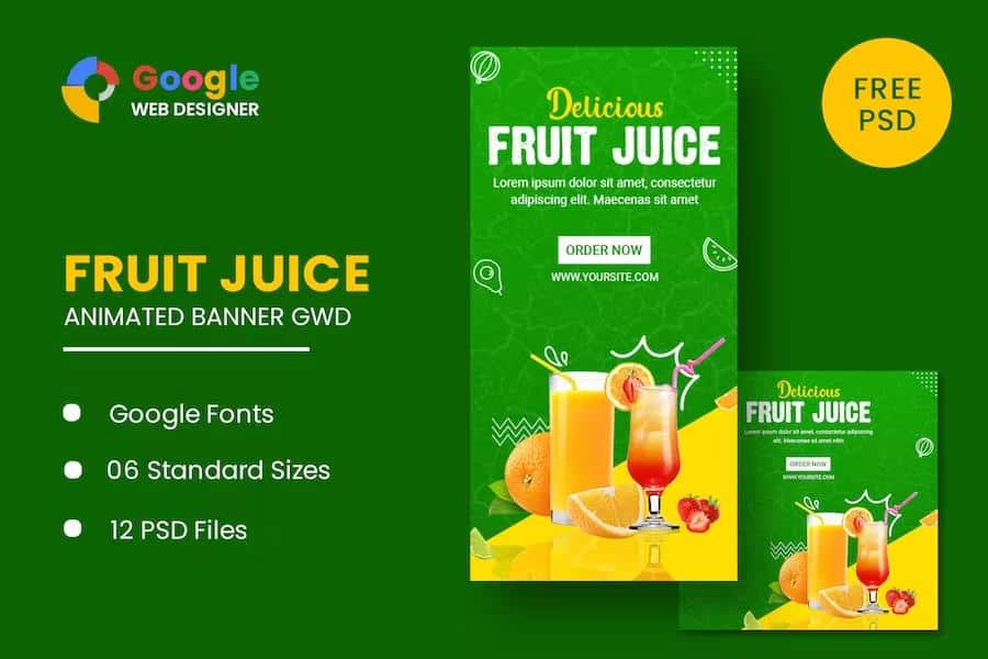 Fruit Juice Animated Banner Google Web Designer