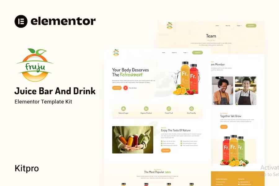 Preview image for Fruju - Juice Bar & Drink Brand Elementor Template Kit