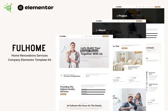 Fulhome - Home Renovations & Repair Company Elementor Pro Template Kit product preview