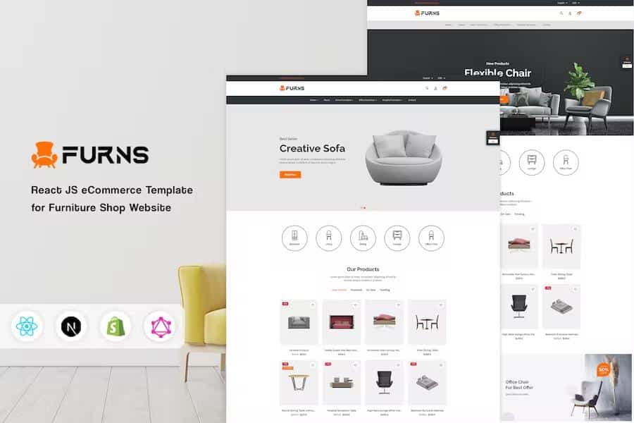 Furns - React eCommerce Template for Furniture Shop Website