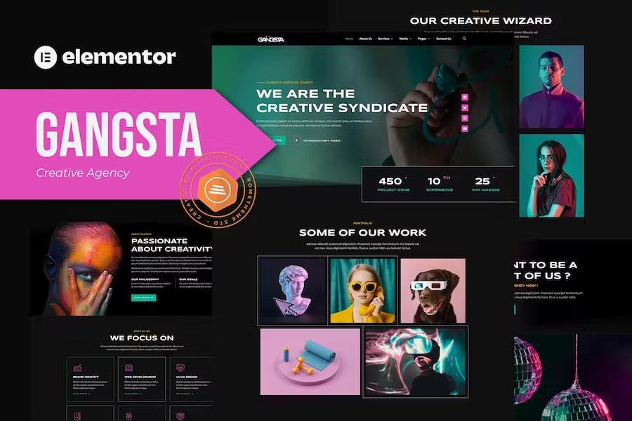 Product preview supplied for Gangsta - Creative Agency & Portfolio Elementor Template Kit