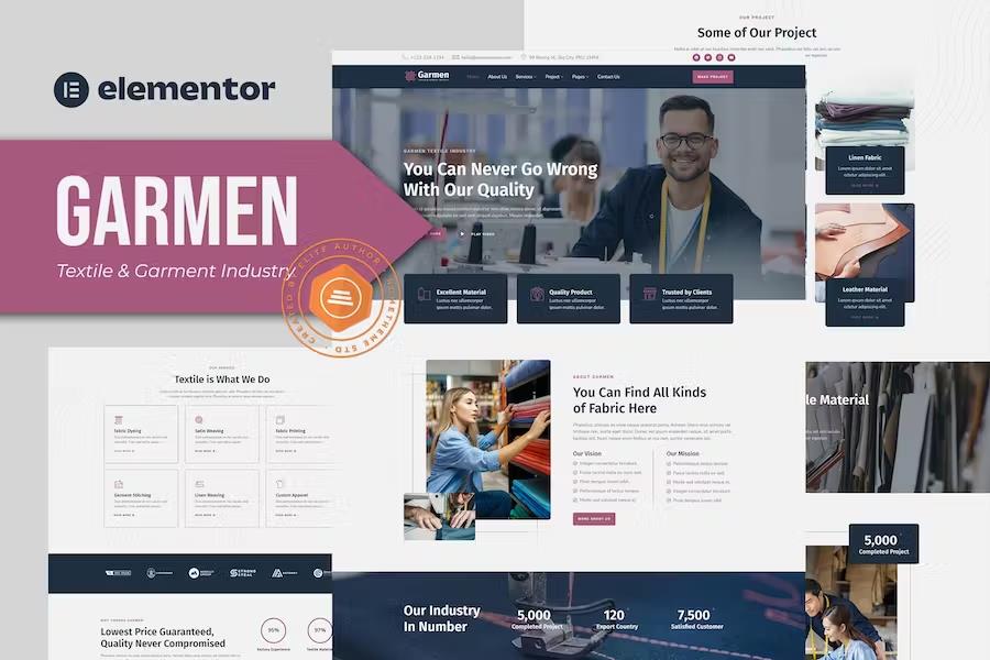 Preview image for Garmen - Textile & Garment Industry Elementor Template Kit