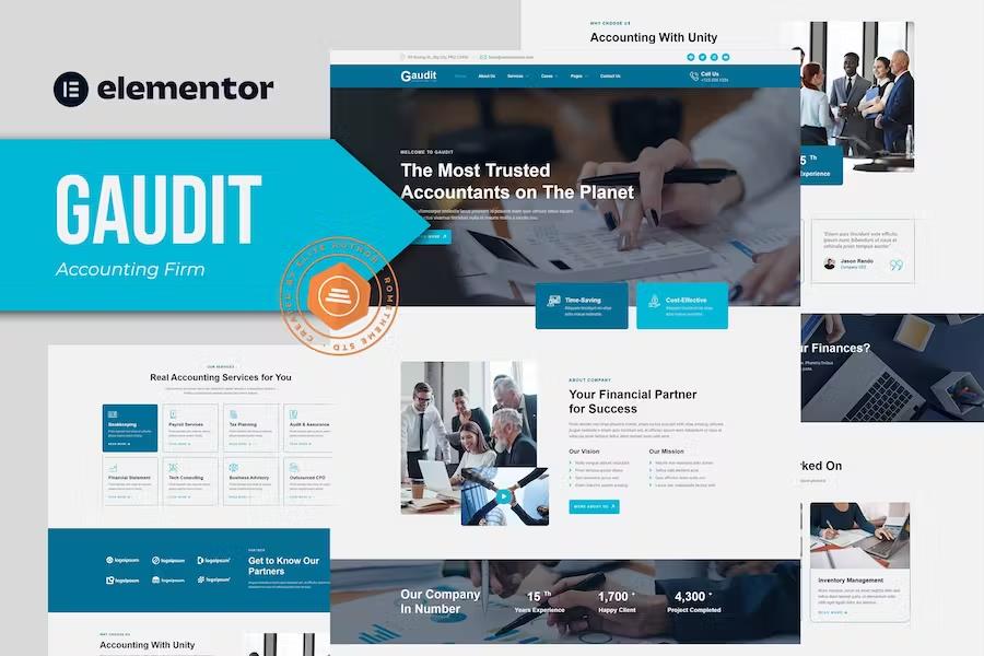 Product preview supplied for Gaudit - Accounting Firm Elementor Template Kit