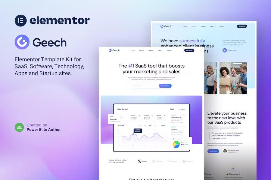 Geech - SaaS & Tech Startup Company Elementor Template Kit product preview