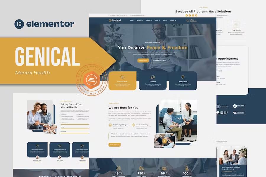 Product preview supplied for Genical - Mental Health & Therapy Elementor Template Kit
