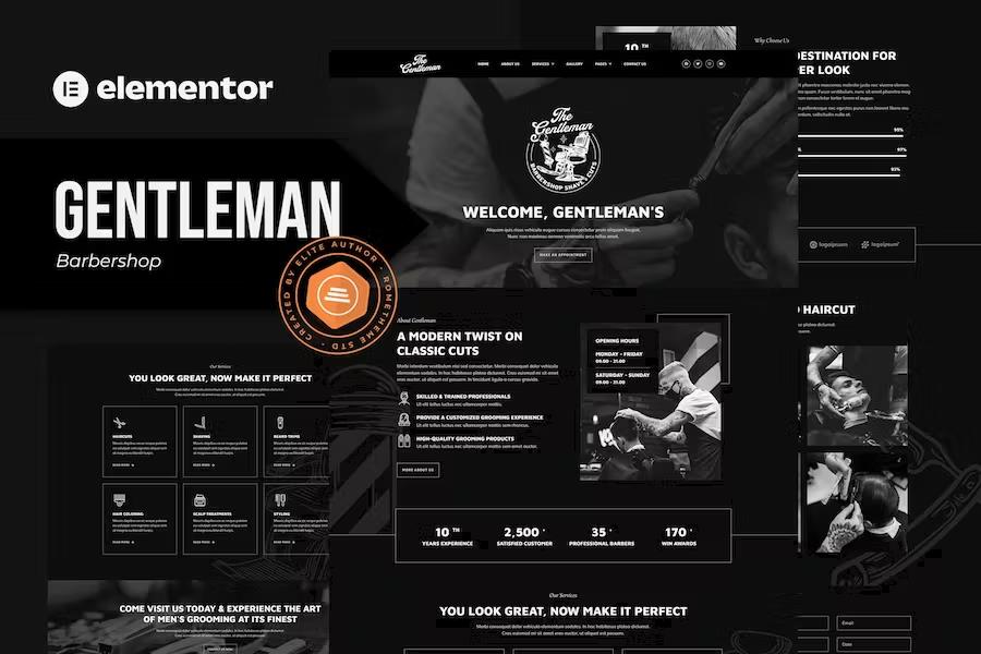 Gentleman - Barbershop & Hair Studio Elementor Template Kit