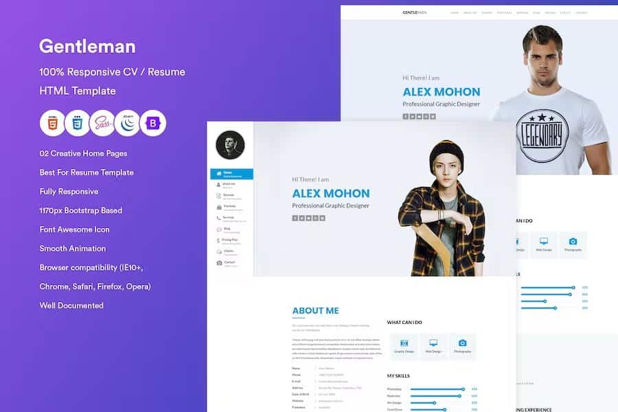 Gentleman- Responsive CV   Resume HTML Template
