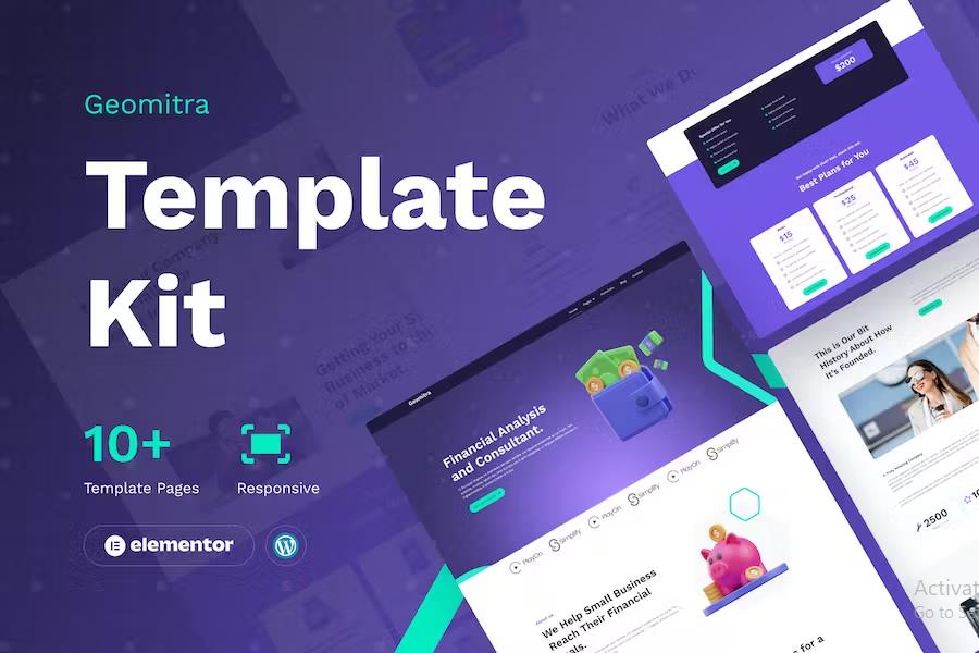 Product preview supplied for Geomitra - Creative Financial Elementor Pro Template Kit