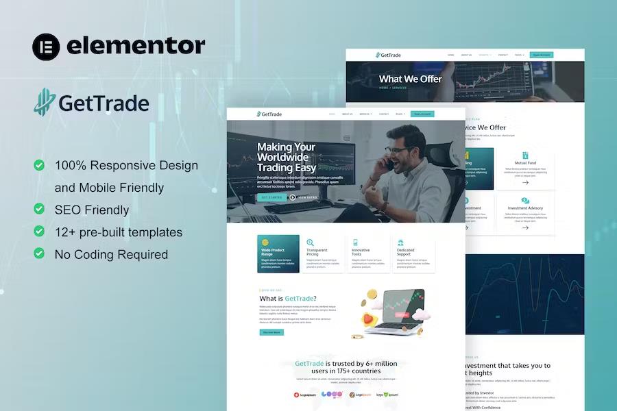 GetTrade - Trading & Investment Elementor Template Kit listing image