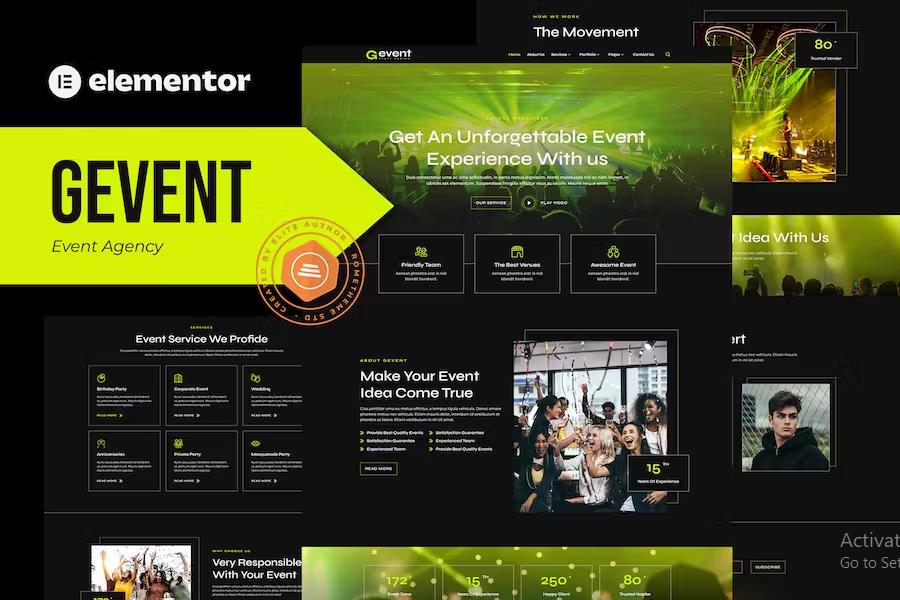 Product preview supplied for Gevent - Event Agency Elementor Template Kit