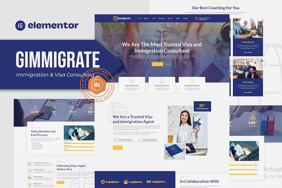 Product preview supplied for Gimmigrate - Immigration & Visa Consulting Elementor Template Kit