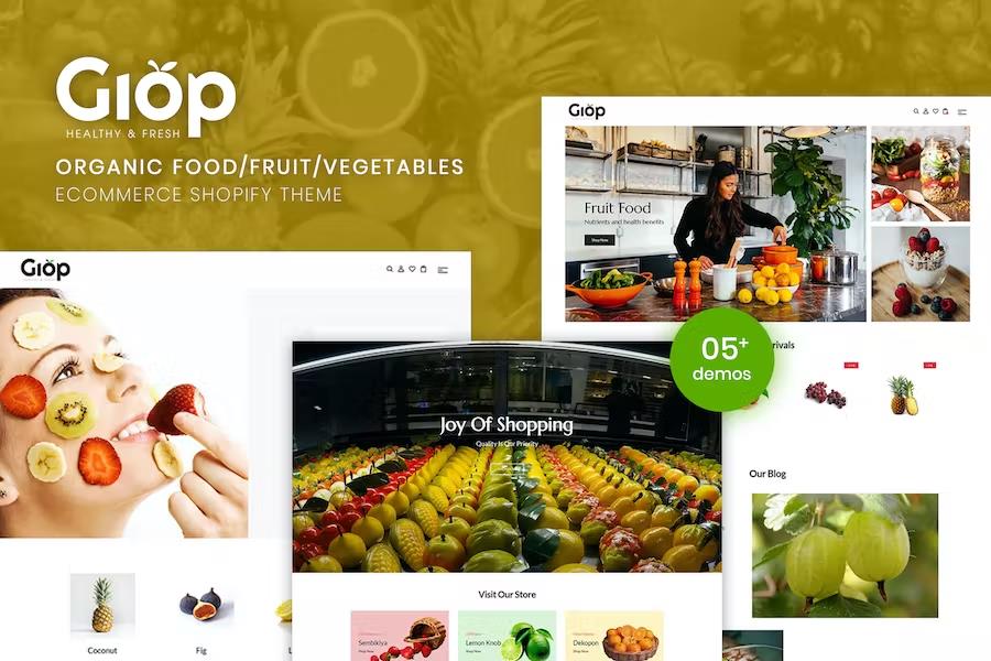 Giop - Organic Food Fruit Vegetables eCommerce Shopify Theme
