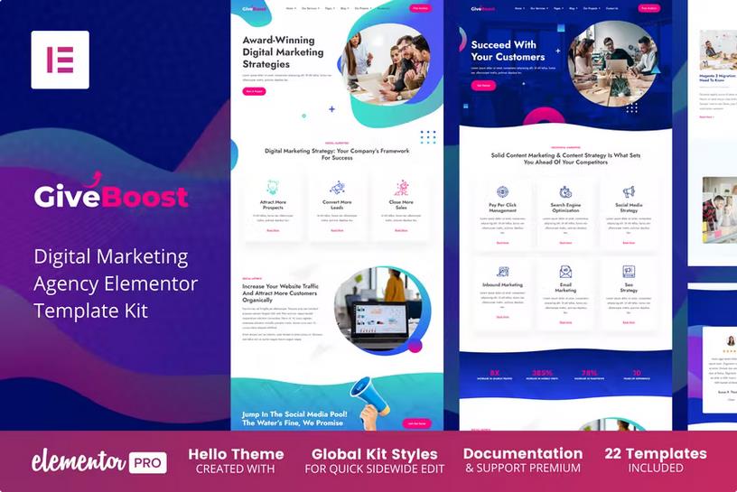Give Boost - Digital Marketing Agency Elementor Template Kit listing image