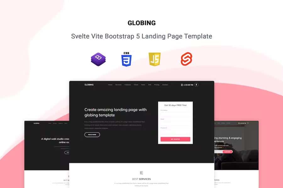 Preview image for Globing - Svelte Landing Page Template
