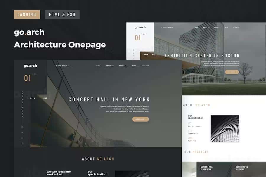 go.arch - One Page Architecture & Interior Template