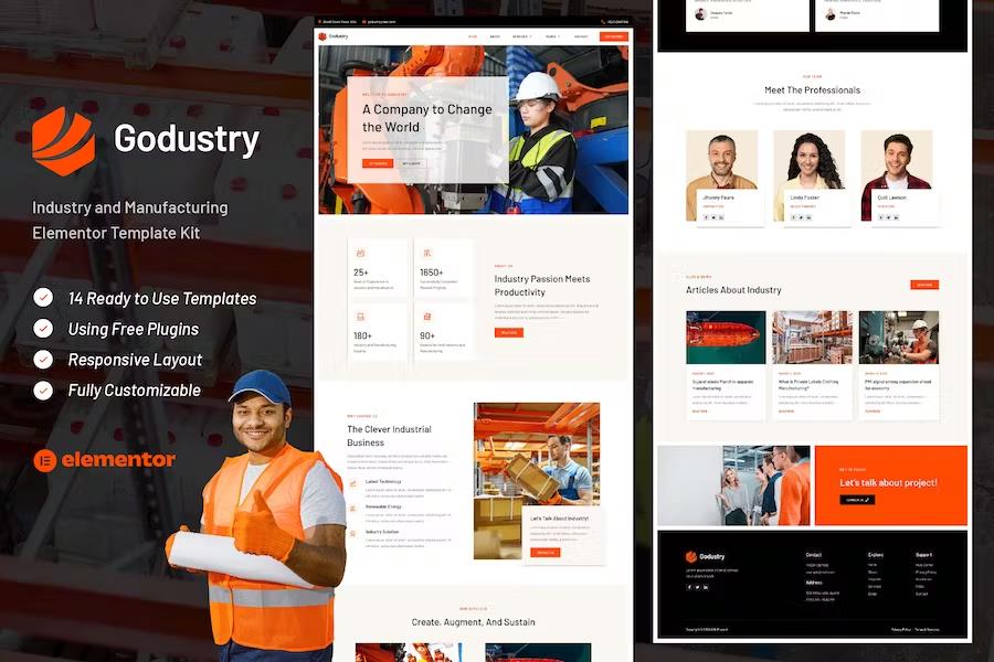 Preview image for Godustry - Industry & Manufacturing Elementor Template Kit