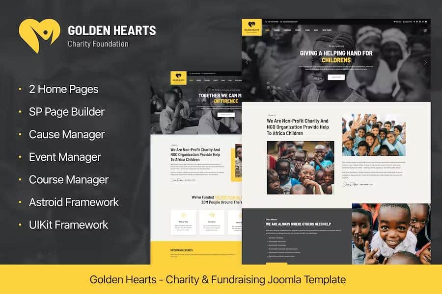 Golden Hearts - Fundraising & Charity Joomla 4 Template