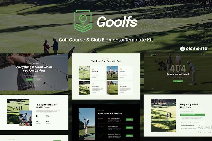 Preview image for Goolfs - Golf Course & Club Elementor Template Kit