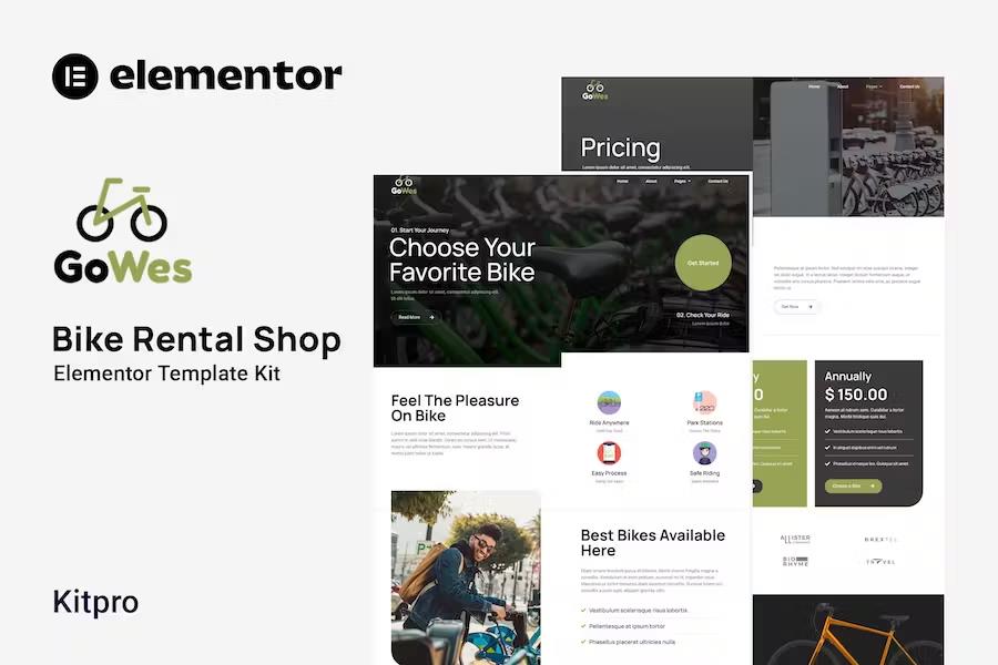 Gowes - Bike Rental Shop Elementor Template Kit product preview